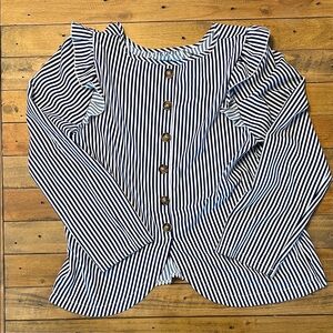 SHEIN Black and White Striped Button Down Shirt